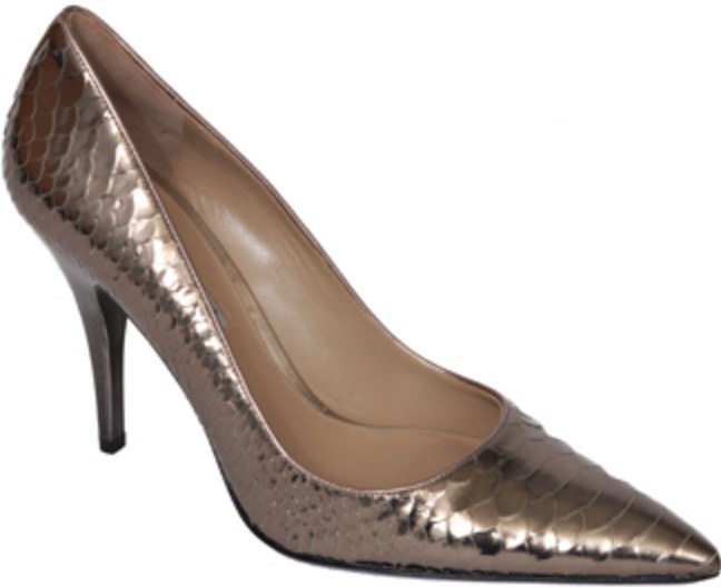 Via Spiga metallic bronze snake-embossed pointed-toe stiletto pump